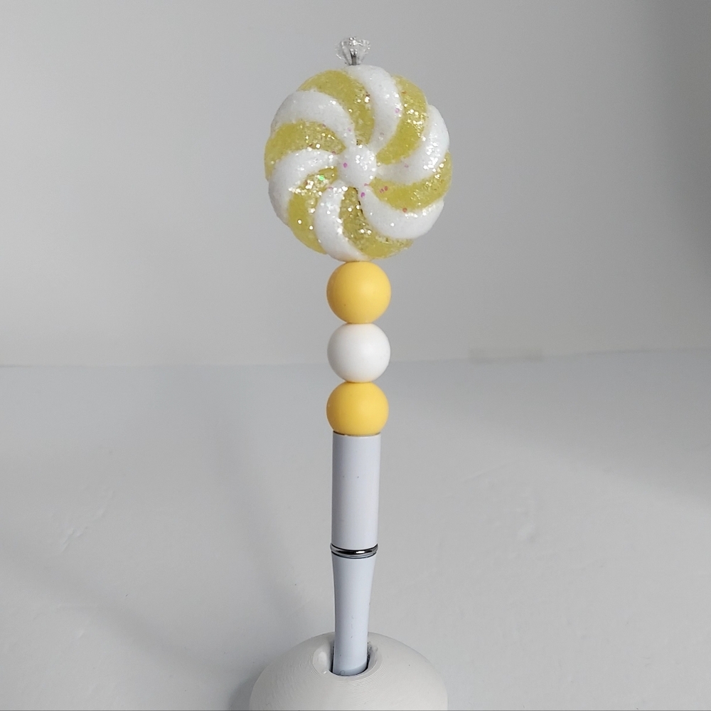 Yellow and White Swirl Pen